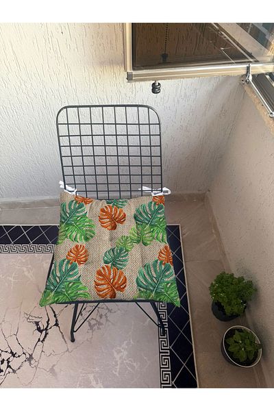 yok yok evim eve dair her şey 9-Piece Linen Textured Patterned Fluffy Living Room Balcony Garden Kitchen Chair Cushion