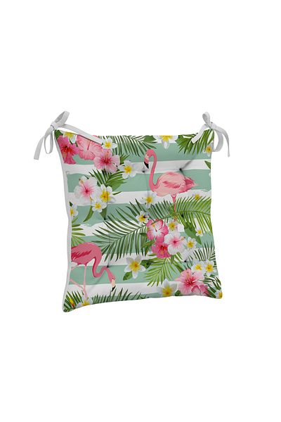 yok yok evim eve dair her şey 9 Puntal Flamingo Patterned Fluffy Living Room Balcony Garden Kitchen Chair Cushion