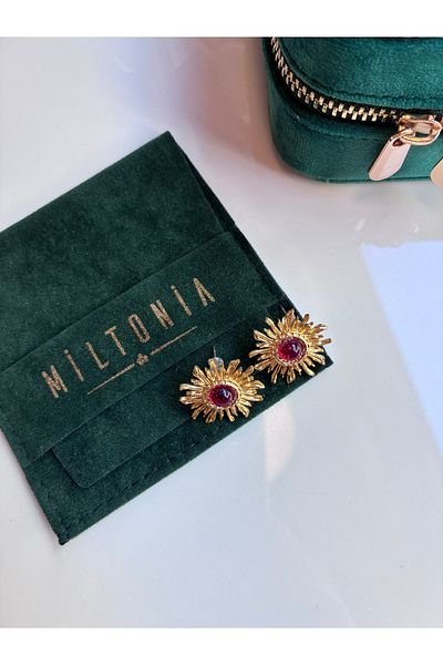 Miltonia Red Stone Sun Earrings
