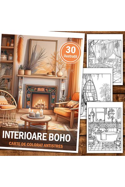 Legendary Gifts Anti-stress coloring book, 30 illustrations Boho Interiors, 66 pages