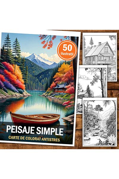 Legendary Gifts Anti-stress coloring book, 50 Simple Landscapes illustrations, 106 pages