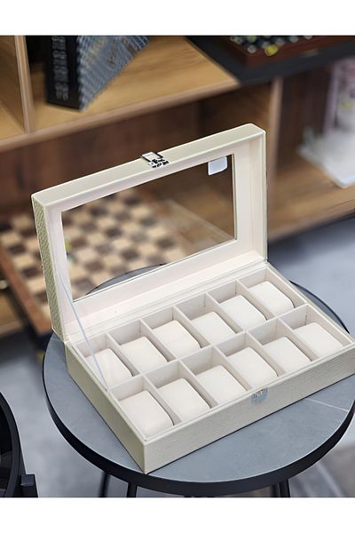rexa 12-Slot Leather Watch Box Organizer – Elegant Display & Storage Case (19.99 x 10.01 x 5 cm)