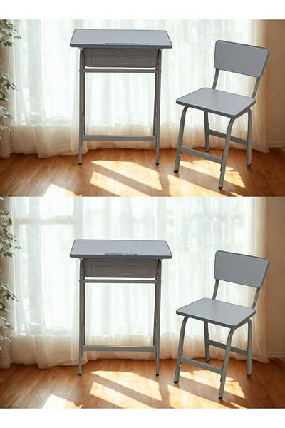 smart home Kids Study Desk Set 2 Tables + 2 Chairs | Study Table and Chair Set with Fiber Surface and Iron Legs