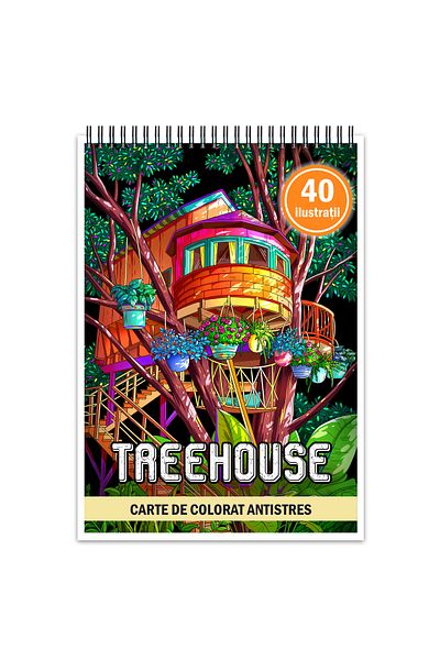 Legendary Gifts Anti-stress coloring book, 40 Treehouse illustrations, 86 pages