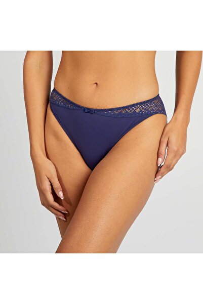 KIABI شورت داخلي من الألياف الدقيقة والدانتيل باللون الأزرق