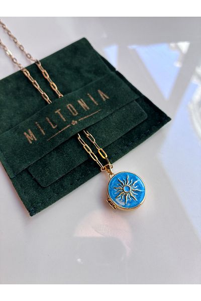 Miltonia Steel necklace with sun enamel cover