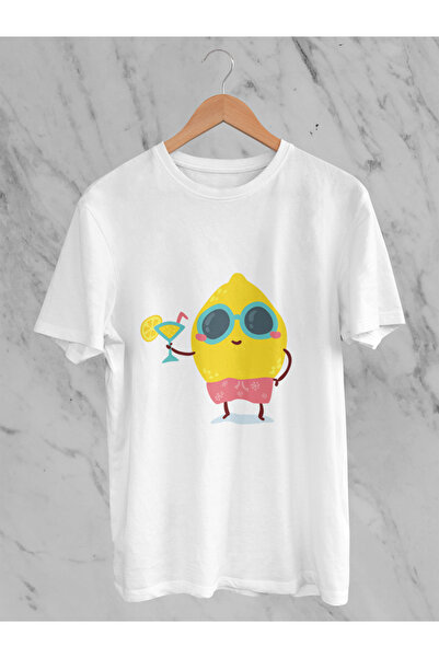 MAGORS تيشيرت قطني للأطفال للجنسين مطبوع عليه ليمونسيلو ذو رقبة دائرية كبيرة ...