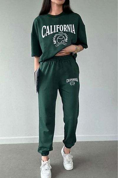 YUVEST Oversize Tennis Sweatpants and T-Shirt - Jogger T-Shirt Bottom Top Tracksuit Set Crew Neck