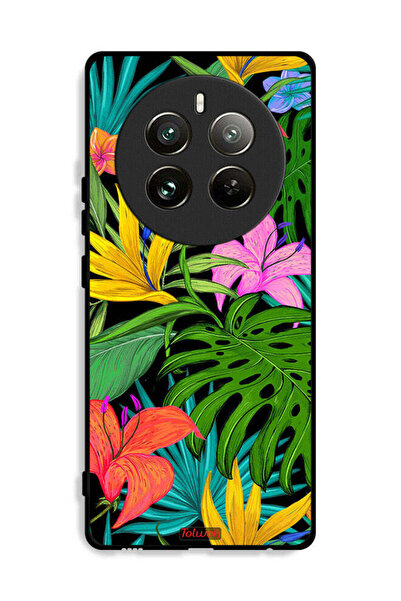Tolwak غطاء حماية لهاتف Realme 12 Pro Plus 5G بنقشة زهور استوائية وأوراق شجر