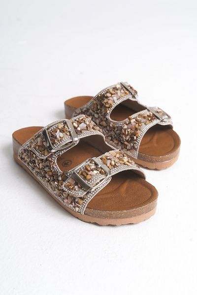 Mini Angel Double Buckle Stone Decoration Slippers Stylish and Casual Stone Slippers Comfortable Slippers