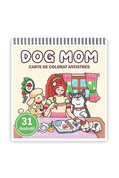 Legendary Gifts Mini coloring book, 31 Dog Mom illustrations, 68 pages