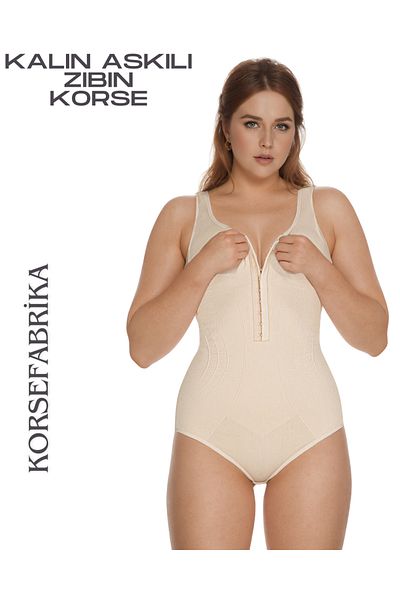 KORSEFABRİKA Thick Strap Snap Fastener Slimming Recovery Bodysuit Corset