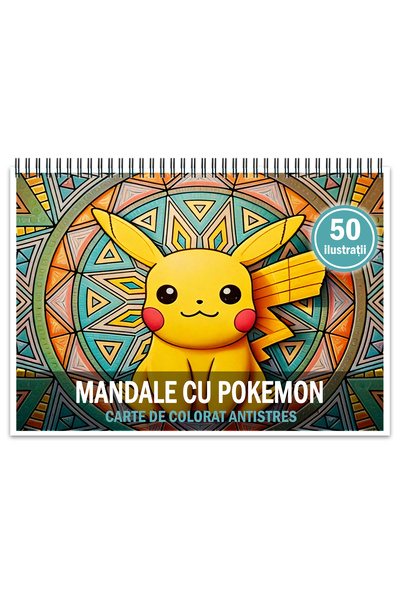 Legendary Gifts Carte de colorat antistres, 50 de imagini cu Mandala Pokemon,...