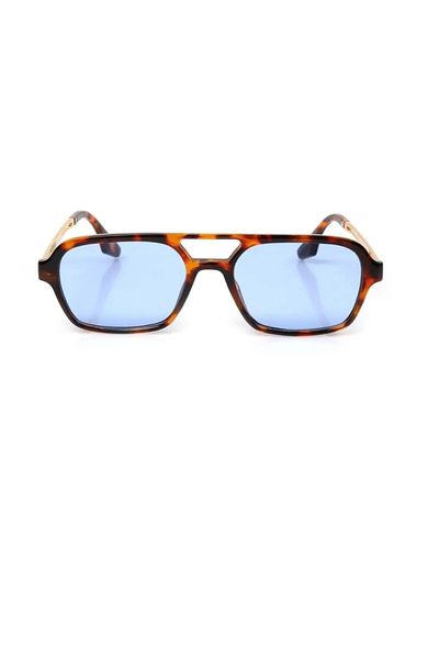 MUADEX Women's Sunglasses Rectangle Leopard Frame Blue Glass