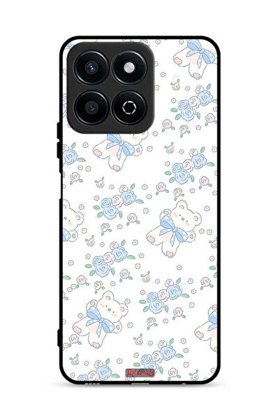 Tolwak غطاء حماية لهاتف Honor X7c 4G برسومات دب تيدي لطيف وزهور