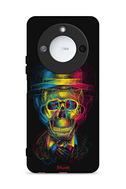 Tolwak غطاء حماية لهاتف Honor X60 5G بتصميم جمجمة وقبعة ملونة وفن خيالي
