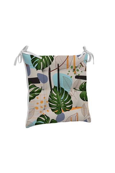 yok yok evim eve dair her şey 9 Puntal Tropical Patterned Fluffy Living Room Balcony Garden Kitchen Chair Cushion