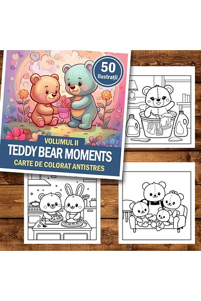 Legendary Gifts Mini coloring book, 50 illustrations Teddy Bear Moments - Volume II, 106 pages