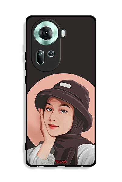 Tolwak غطاء حماية لهاتف Oppo Reno11 5G برسومات فنية لطيفة لفتاة قبعة