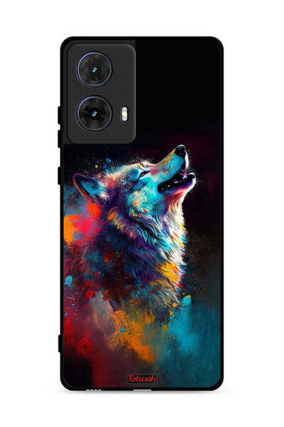 Tolwak غطاء حماية لهاتف موتورولا موتو جي 85 5G برسومات الذئب الملونة