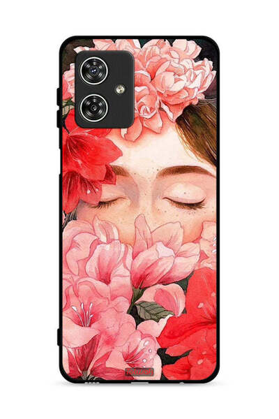 Tolwak غطاء حماية لهاتف موتورولا موتو جي 54 5 جي، وجه فتاة مختبئة بين الزهور