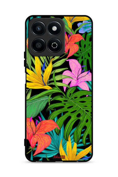 Tolwak غطاء حماية لهاتف Honor Play 60 Plus 5G بنقشة زهور استوائية وأوراق شجر