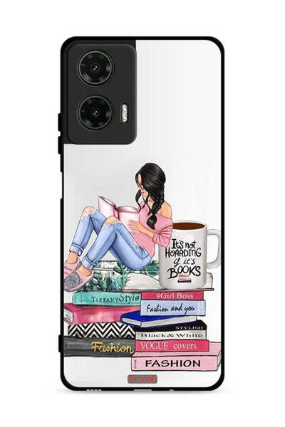 Tolwak غطاء حماية لهاتف موتورولا موتو جي 35 5G، تصميم فتاة وكتب أزياء فنية