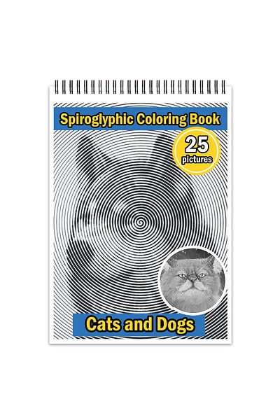 Legendary Gifts Carte de colorat stil Spiroglyphic, 25 de imagini Cats and Dogs, 56 pagini