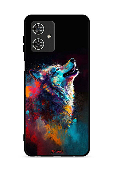 Tolwak غطاء حماية لهاتف موتورولا موتو جي 54 5G برسومات الذئب الملونة