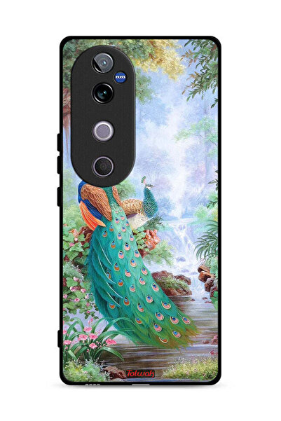 Tolwak غطاء حماية لهاتف Vivo V40 5G بتصميم الطاووس