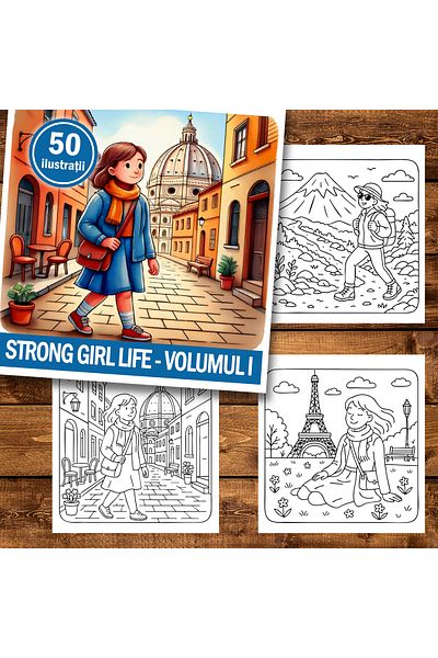 Legendary Gifts Mini coloring book, 50 illustrations Strong Girl Life - Volume I, 106 pages