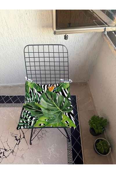 yok yok evim eve dair her şey 9 Puntal Tropical Patterned Fluffy Living Room Balcony Garden Kitchen Chair Cushion