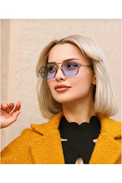 MUADEX Women's Sunglasses Rectangle Leopard Frame Blue Glass