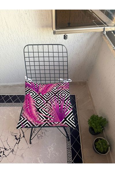 yok yok evim eve dair her şey 9 Puntal Tropical Patterned Fluffy Living Room Balcony Garden Kitchen Chair Cushion