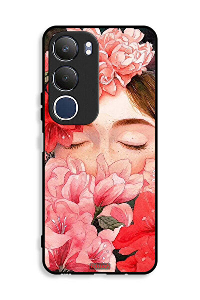 Tolwak غطاء حماية لهاتف Vivo Y19s 4G بتصميم وجه فتاة مختبئة بين الزهور
