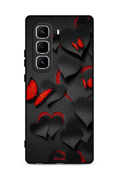 Tolwak غطاء حماية لهاتف Infinix Hot 50 Pro Plus 4G بنقشة قلوب وفراشات