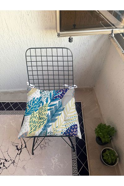 yok yok evim eve dair her şey 9 Puntal Tropical Patterned Fluffy Living Room Balcony Garden Kitchen Chair Cushion