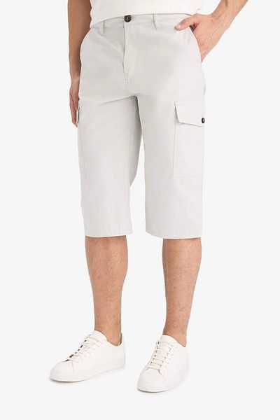 DeFacto E5363 Gray 100% Cotton Regular Fit Capri