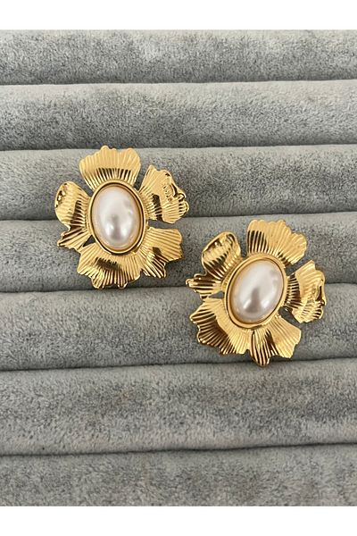 Hoop jewelery Steel Pearl Vintage Model Earrings
