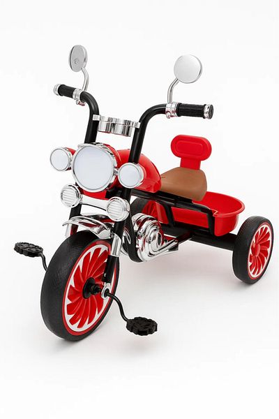 MASA Kids Classic Red Tricycle with Pedals, Backrest Seat & Storage Basket | Ride-On Toy Bike