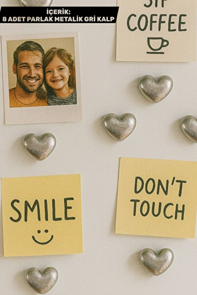 v Vanilla Concept Buzdolabı Mıknatıs 8’li El Yapımı Kalpli Magnet Seti (Metal...