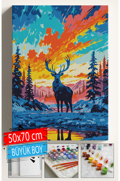 Sulepas Sayılarla Boyama Seti Numaralı Tuval Fırça Boya Dahil Kasnaklı Set 50...