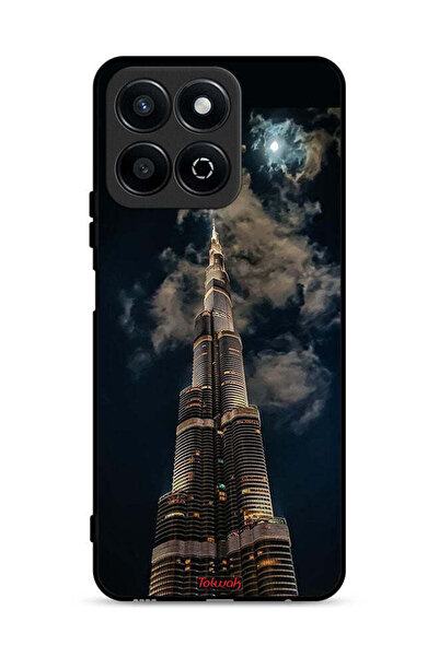 Tolwak غطاء حماية لهاتف Honor Play 60 Plus 5G برسومات برج خليفة في الليل