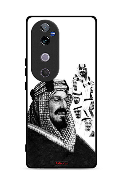 Tolwak غطاء حماية لهاتف فيفو V40 5G، ملصق فني أبيض وأسود لملوك المملكة العربي...