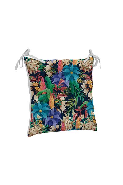 yok yok evim eve dair her şey 9 Puntal Tropical Patterned Fluffy Living Room Balcony Garden Kitchen Chair Cushion