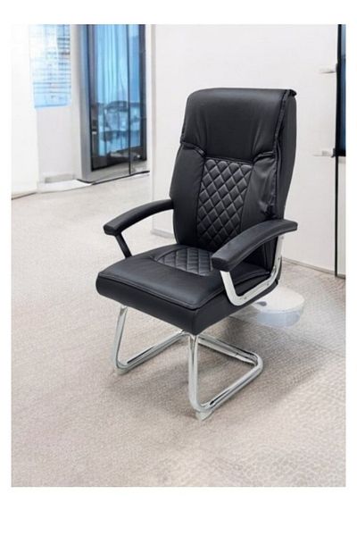 smart home Classic fixed padded leather office chair with medium back and armrest, padded office chair with comfortable armrest