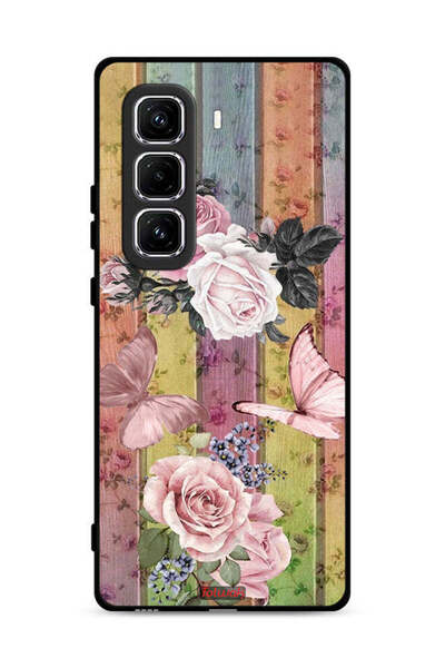 Tolwak غطاء حماية لهاتف Infinix Hot 50 Pro Plus 4G بنقشة فراشات الخوخ والورود