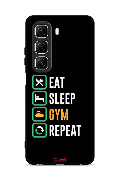Tolwak غطاء حماية لهاتف Infinix Hot 50 5G، Eat Sleep Gym Repeat