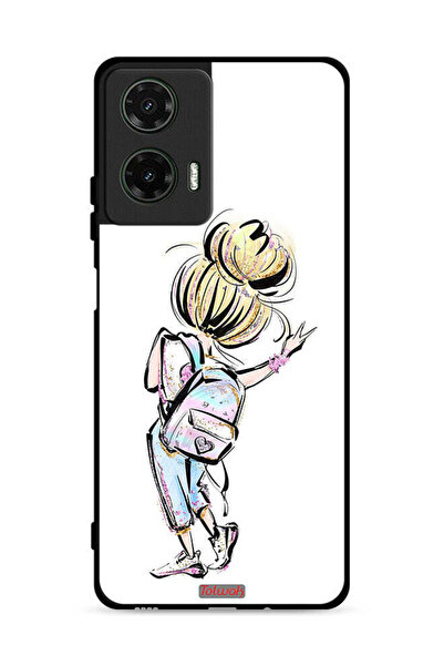 Tolwak غطاء حماية لهاتف موتورولا موتو جي 35 5G، رسمة فتاة العودة إلى المدرسة