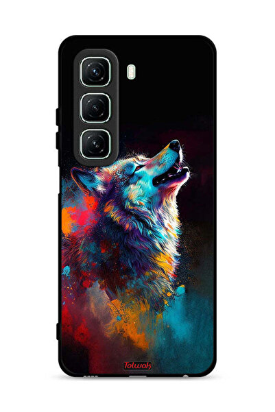 Tolwak غطاء حماية لهاتف Infinix Hot 50 5G بتصميم ذئب ملون